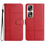 For Honor 90 Pro Case Line Imprinted Leather Phone Cover with Wallet Stand