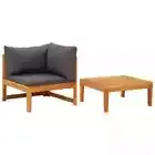 2 PCS Garden Furniture Set Garden Patio Lounge Settings With Dark Grey Cushions