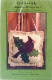 "CARDINAL ON HOLLY" Meetinghouse Hill Applique Wall/Door Hanger PATTERN - New