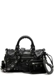 Balenciaga Le Cagole Duffle Mini Top Handle Bag, Leather Bag, Black One Size