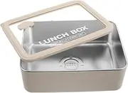 Cabilock Stainless Steel Insulated Lunch Box with Glass Cover Food Storage Container for Meal Prep Portable for Adults Microwave Safe for Work and Outdoor Use