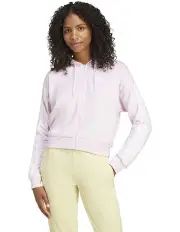 [Adidas] Essentials 3-Stripes French Terry Full-Zip Hoodie in Clear Pink