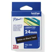 Brother TZE-355 Laminated Labelling Tape 24mm White On Black