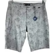 Travis Mathew Gray Flat Front Fern Hawaiian Floral Men's Shorts Size 32 NWT