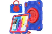 WASSUP iPad 10th Gen 10.9 inch Rotatable Handle Bracket & Shoulder Strap Shockproof Kids Super-Hero Case-Blue&Red