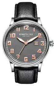 Kenneth Cole New York KC50982002 Men's Analog Watch Black Leather Strap