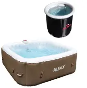 ALEKO Square Inflatable 6 Prs Hot Tub Spa and Round 1 Prs Cold Ice Plunge Tub
