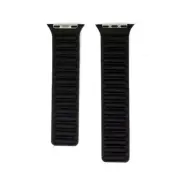 Black PU Leather Link Magnetic Band Strap For Apple Watch 40/41/42/44/45/49mm