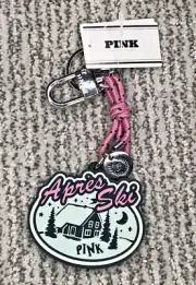 Victoria’s Secret PINK NWT Keychain Charm Apres Ski Logo Cute Festive Pink Green