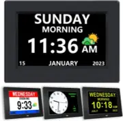 Digital Clock with Date and Day of Week for Elderly-12 Alarms Medication Reminde
