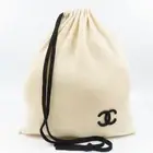 CHANEL Drawstring Bag Coco Mark Cashmere 100 Handbag Cashmere Ivory Women s Use