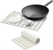 Stone Dish Drying Mat Kit for Kitchen Counter 60×40cm Fast Dry Super Absorbent Collapsible Diatomaceous Earth Mats for Countertop (White, 1Pc)
