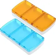 Beavorty 2pcs Compact Travel Medicine Organizer Portable Pill Box Multi-grid Storage Plastic Case for Organizing Medications