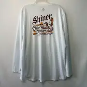 Magellan shirt Women XXL boyfriend fit white UPF Shiner Bock Fishing Beer NWT