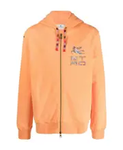 logo-debossed zip-up hoodie M Pink