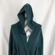 Savage X Fenty Rihanna Graphic Green Hooded Short Robe Belted Medium Large NWT
