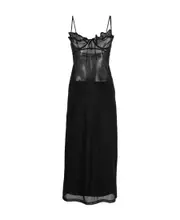 Y/Project Wire Sweetheart Neck Mesh Slip Dress L Black