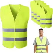[Coztie] Hi Vis Vests, 5 PCS High Visibility Safety Vests, Hi Vis Safety Vests, High Visibility Waistcoat Night Workwear Reflective Vest for Traffic Work Running Surveyor Security Guard Construction Vest,
