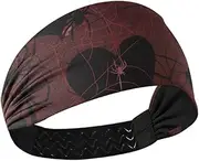 [Yoogain] Gothic Dark Red Web Hearts no Slip Hair Headbands for Women Elastic sweatbands for Yoga Cycling Basketball Running