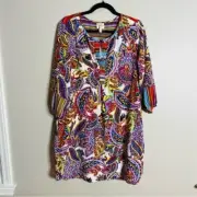 Fig and Flower Size Large NEW Shift Colorful Mixed Print Paisley Puff Dress