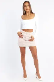 Pink Animal Print Mini Skirt Mid Rise Leopard Denim - Size 14, Women's Mini Skirt