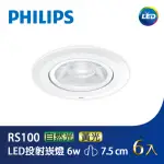 【PHILIPS 飛利浦】LED投射崁燈7.5CM 6W 6入(PH-RS100)