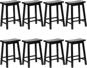 Classic Saddle-Seat 24" Tall Kitchen Counter Stools for Homes, Dining Spaces, an