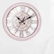 11 Inch Outdoor Garden Wall Clock, Vintage Pattern Large Outdoor Clock Silent Quartz Non-Ticking Outside Wall Clock Battery Operated for Garden/Patio (Antique Powder)