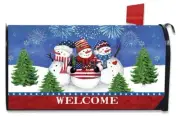 Patriotic Snowmen Magnetic Mailbox Wrap Cover Standard Size