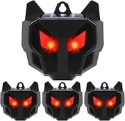 4 Pack Solar Powered Animal Repellent, Nighttime Animal Deterrent Repellent with Red LED Lights Waterproof Wild Animal Predator Deterrent Repel Coyote, Raccoon, Fox, Skunk from Yard Farm Animal Model