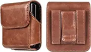 Leather Belt Case with Clip Compatible with Samsung Galaxy Z Flip 6 5 4 3 2 1/Motorola RAZR Leather Mobile Phone Case Belt Flip Case with Magnetic Closure Protective Case Compatible with Huawei P50