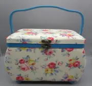 DRITZ~Floral Fabric Sewing Basket With Pin Cushion Z10457