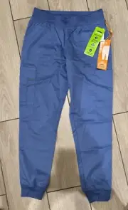New LANDAU ProFlex Soft Feel Stretch Fabric Scrub Jogger Pants Blue Sz SML