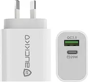 USB A + USB C Wall Charger Adapter Plug 20W Dual Port Fast Charging |Safety | SAA Approved| Australia Standard| Compatible with iPhone 16/15/14/13/12 Plus/Pro/Pro Max| iPad