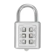 Push Button Combination Padlock 6-Digit 3-Position Lock Silver