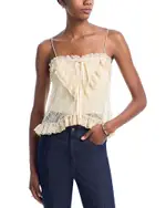 Alice and Olivia Alessia Lace Ruffled Top