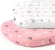 Stretch Fitted Bassinet Sheet Set BROLEX 2 Pack Cradle Sheets for Bassinet Pad/Mattress,Unisex Boys Girls,Ultra Soft,Pink Arrow