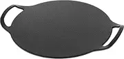 Victoria 15-Inch Cast Iron Comal Pizza Pan with 2 Side Handles, Preseasoned with Flaxseed Oil, Made in Colombia