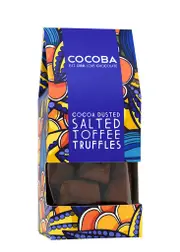 Cocoba Cocoa Dusted Salted Toffee Truffles 175g, Rich Smooth Chocolate Truffles With Crunchy Toffee Pieces and Flakes of sea Salt Dusted in Cocoa 175g