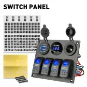 4 Gang Blue LED Rocker Switch Panel Breaker Circuit Waterproof Car Marine Boat (for: Fiat)