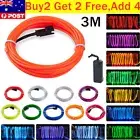 3M Neon LED String Lights Battery Operated Glow EL Wire Strip Rope Tube Party