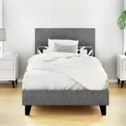 Wooden Frame Bed Single Size Mattress Base Platform Fabric Foam Padded Grey