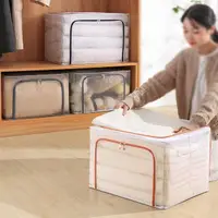 在飛比找momo購物網優惠-【Mega】3入組 100L超大透明摺疊收納箱(整理箱 棉被