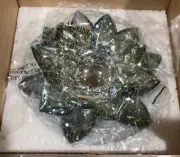 6” CRYSTAL LOTUS VOTIVE BLUE/GREY VOTIVE HOLDER NEW IN BOX 13211-16