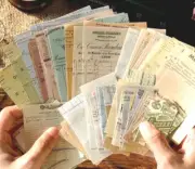 100 Pc Ephemera Pack Junk Journal Books Invoices Reciepts Documents Papers Slips