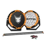 LIGHTFOX 9" Osram LED Driving Lights + 40" Single Row LED Light Bar + Wiring Kit