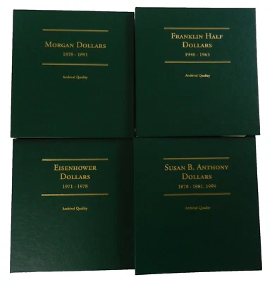 Littleton Custom Coin Dollar Albums 4 Albums, Morgan-Franklin-Eisenhower-Anthony
