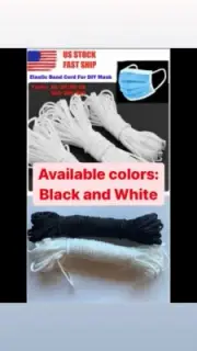 3mm(1/8") 10-520 yards BLACK&WHITE Elastic Band Cord Sewing Face Mask-fast ship