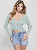 GUESS Green Reese Double Layer Knit Top Size: XS, Viscose Rayon