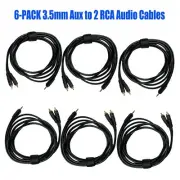 6-Pack 6ft 3.5mm Aux to 2 RCA Adapter Audio Cables PA Audio Stereo Speaker Cable